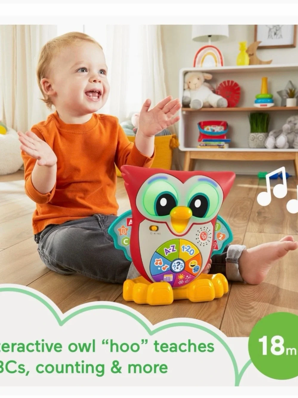 Fisher-Price Toddler Learning Toy Linkimals Light-Up & Learn Owl for Ages 18+ Mo